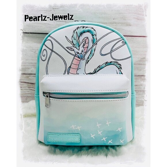 Studio Ghibli Spirited Away Haku Dragon Pastel White Blue Mini Backpack NWT - Picture 1 of 4